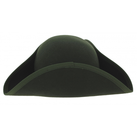Chapeau Tricorne Aristocrate Feutre Laine Vert - Traclet