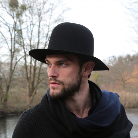 Shapeable Golden Fleece Hat Black Wool Felt - Traclet