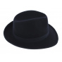 Navy Wool Felt Fedora Hat - Traclet