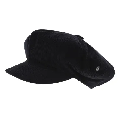 Black Cotton Relaxed Newsboy Cap - City Sport Reference: 8154 | Chapellerie Traclet
