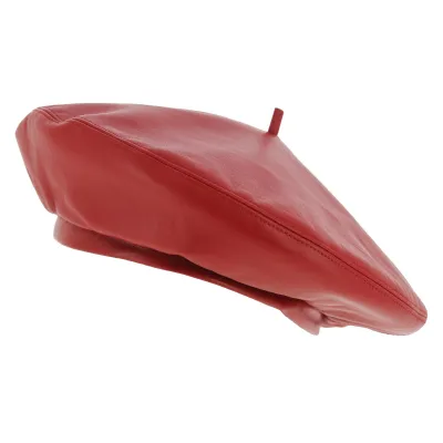 Red Leather Basque Beret - Torino Reference: 8171 | Traclet Hat Shop