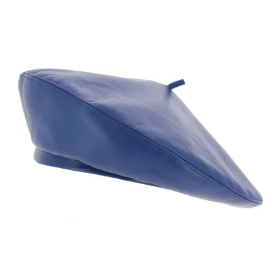 Béret Basque Nappa Cuir Bleu - Torino Reference : 8172 | Chapellerie Traclet