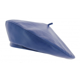 Blue Leather Nappa Basque Beret - Torino