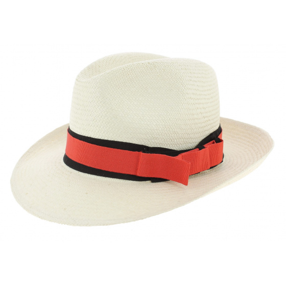 Chapeau Fedora Blanc Panama Personnalisable - Traclet Chapeau Fedora Blanc Panama Personnalisable - Traclet