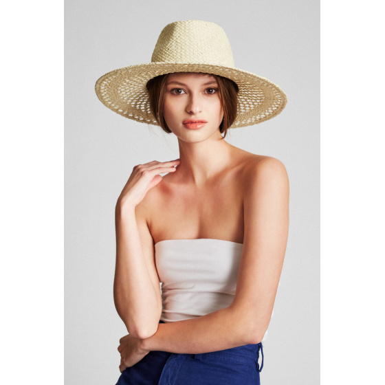 Chapeau Fedora Hampton Beige Paille Raphia - Brixton