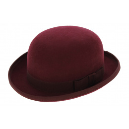 Burgundy Wool Felt Bowler Hat - TRACLET
