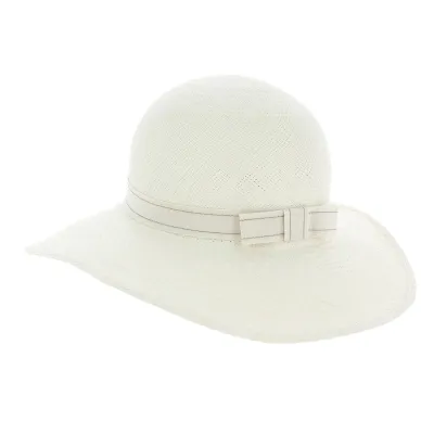 Panama Wide Brim Hat Monique White Ribbon Reference: 4496 | Traclet Hat Shop