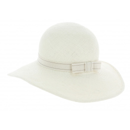 Panama Wide Brim Hat Monique White Ribbon