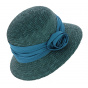 Petrol straw cloche hat