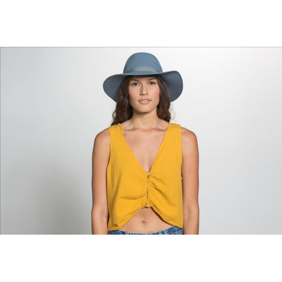 Dalila Wide-Brimmed Wool Felt Hat Blue-Gray - Brixton