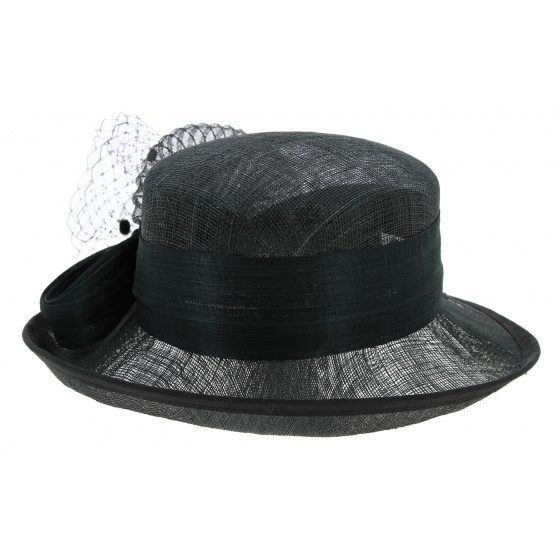 Chapeau de Cérémonie Isa Paille Noir - Traclet Chapeau de Cérémonie Isa Paille Noir - Traclet