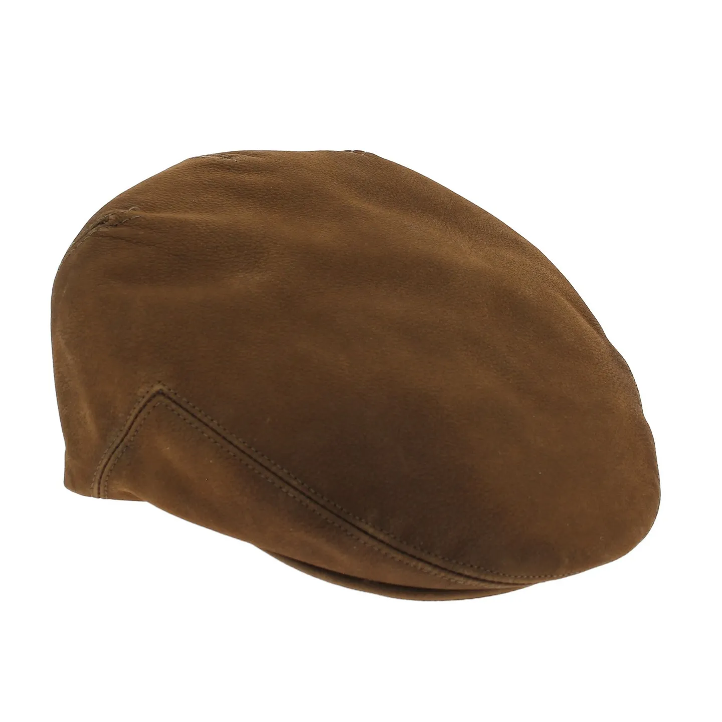 casquette cuir plate caramel - achat casquette cuir Reference : 8258 | Chapellerie Traclet