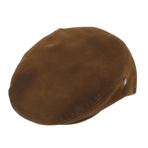 Casquette Cuir Plate Caramel