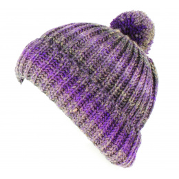 Agrume Purple Beanie with Pompom