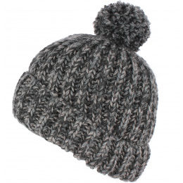 Citrus Beanie with Pompom in heather black