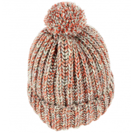 Citrus Beanie with Orange Pom-pom