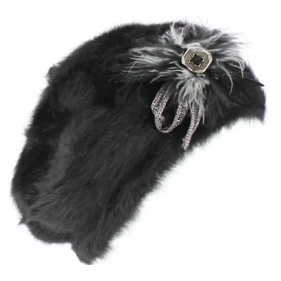 Black Angora Charme Beret - TRACLET Reference: 4246 | Traclet Hat Shop