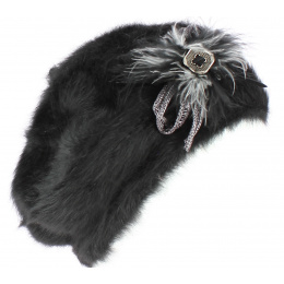 Black Angora Charme Beret - TRACLET