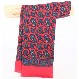 Red silk scarf with blue motifs - City Sport 