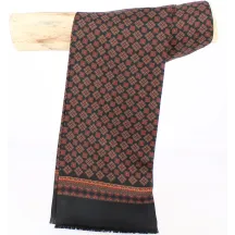 (Foulard homme Noir Motifs Marron Soie- Reference : 6139 | Chapellerie Traclet
