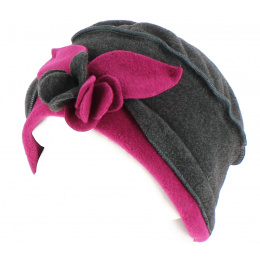 Toque Amalia polaire Anthracite/ Fushia - Traclet