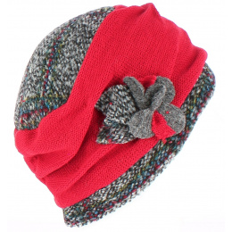 Ethel Red/Gray Wool Toque - Traclet