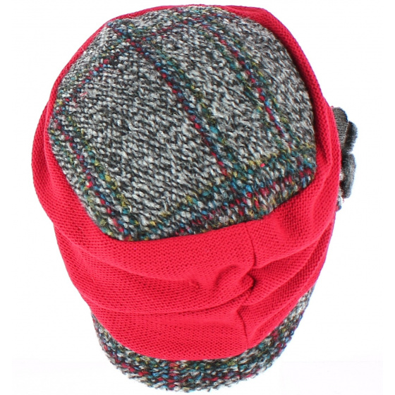 Ethel Red/Gray Wool Toque - Traclet Ethel Red/Gray Wool Toque - Traclet
