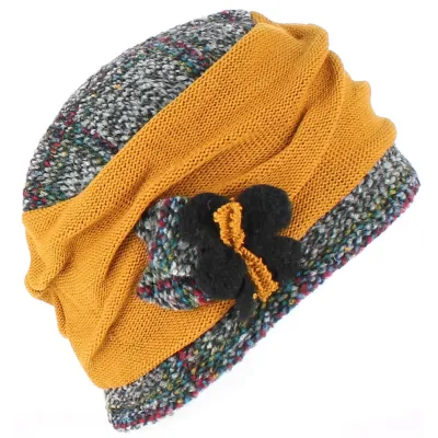 Toque Ethel Laine Jaune Moutarde - Traclet Reference : 3213 | Chapellerie Traclet