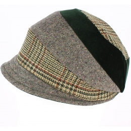 Casquette Gavroche Mirna Laine Style Patchwork Noir - Traclet