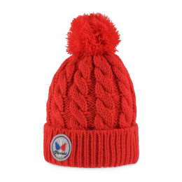 Red Gstaad pompom hat - Pipolaki