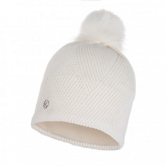 Disa White Pompom Beanie - Buff Disa White Pompom Beanie - Buff