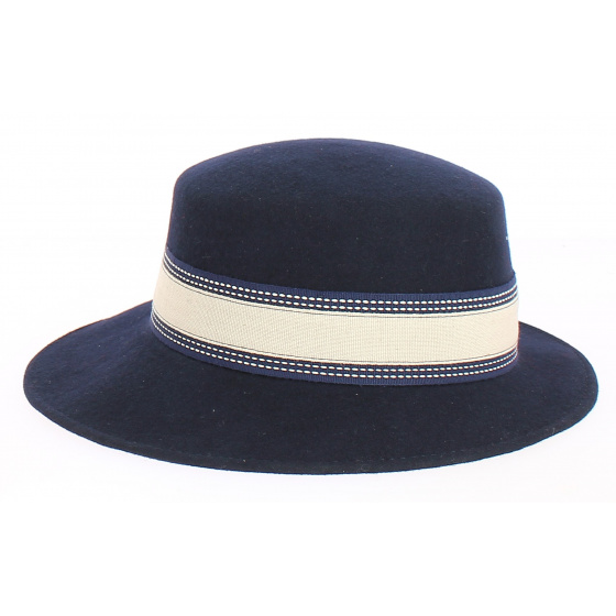 Giuditta - Navy felt cap - Grambes Giuditta - Navy felt cap - Grambes