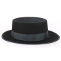 Black wool felt straw hat made in france- Traclet