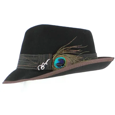 Chapeau Fedora Clark Feutre Noir - Carlos Santana Reference : 1747 | Chapellerie Traclet