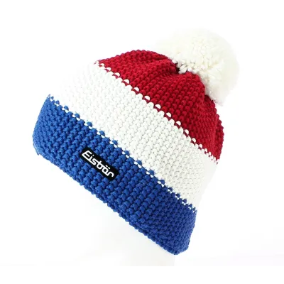 Bonnet Pompon Star Bleu Blanc Rouge - Eisbär Reference : 5007 | Chapellerie Traclet