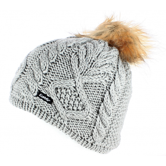 Mirella Lux Grey Pompom Beanie - Eisbär