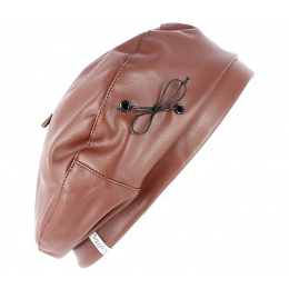 Camel Faux Leather Candide Beret - Traclet