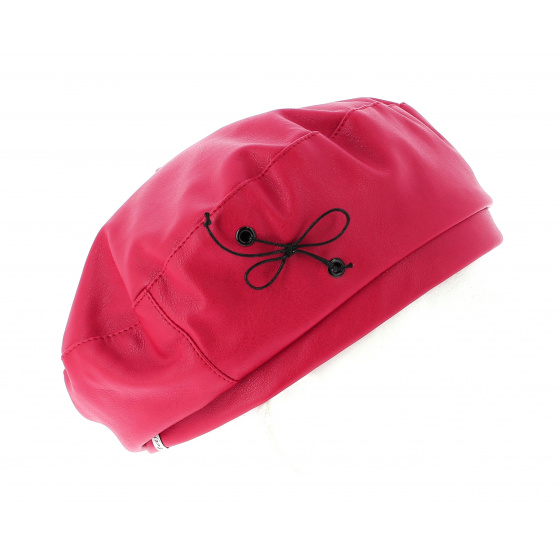 Beret Candide Imitation Red Leather- Traclet 