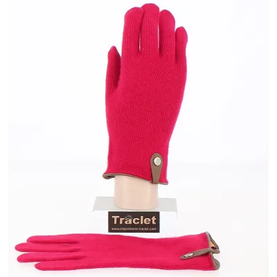 Gants Tactiles Séville Laine & Cachemire Rouge/Marron- Traclet Reference : 8513 | Chapellerie Traclet