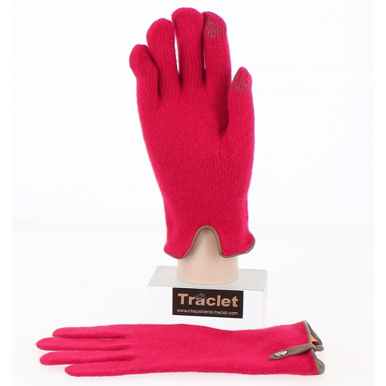 Seville Touch Screen Wool & Cashmere Gloves Red/Brown - Traclet