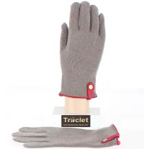 Gants Tactiles Séville Laine & Cachemire Taupe/Rouge- Traclet Reference : 8516 | Chapellerie Traclet