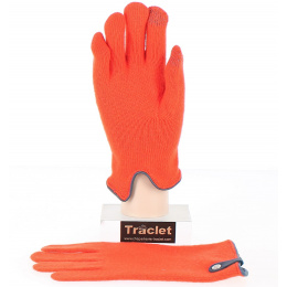 Seville Touchscreen Wool & Cashmere Gloves Orange/Navy - Traclet