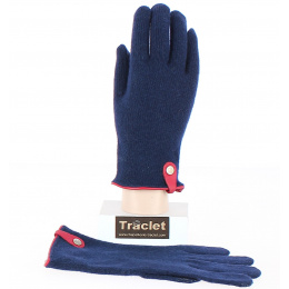 Seville Tactile Gloves Wool & Cashmere Navy/Red - Traclet