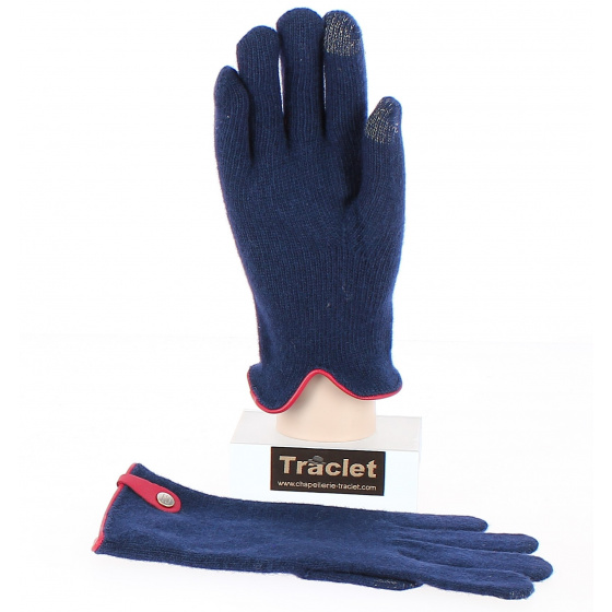 Seville Tactile Gloves Wool & Cashmere Navy/Red - Traclet
