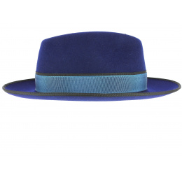 Royal Blue Wool Felt Fedora Hat Isidore - Fléchet