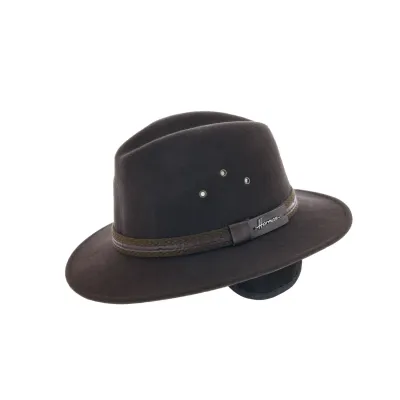 Brown Wool Felt Mac Eye Traveller Hat with Ear Flaps - Herman Reference: 8543 | Traclet Hat Shop