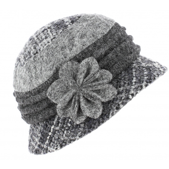 Cloche Hat Lucie Grey Wool - Traclet