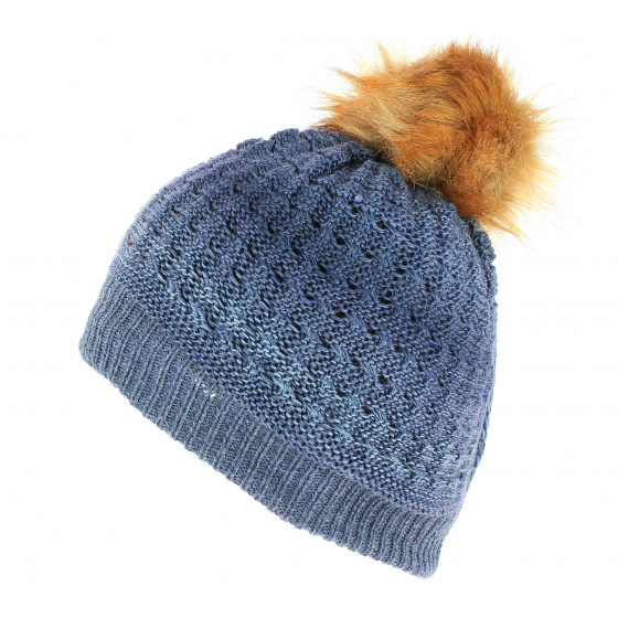Marie Blue pompom hat - Traclet 