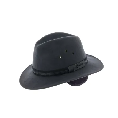 Traveller Hat Mac Eye Ear Flaps Wool Felt Anthracite - Herman Reference: 8548 | Traclet Hat Shop