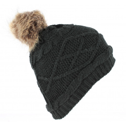 Black Victoria Pom Pom Beanie - Traclet